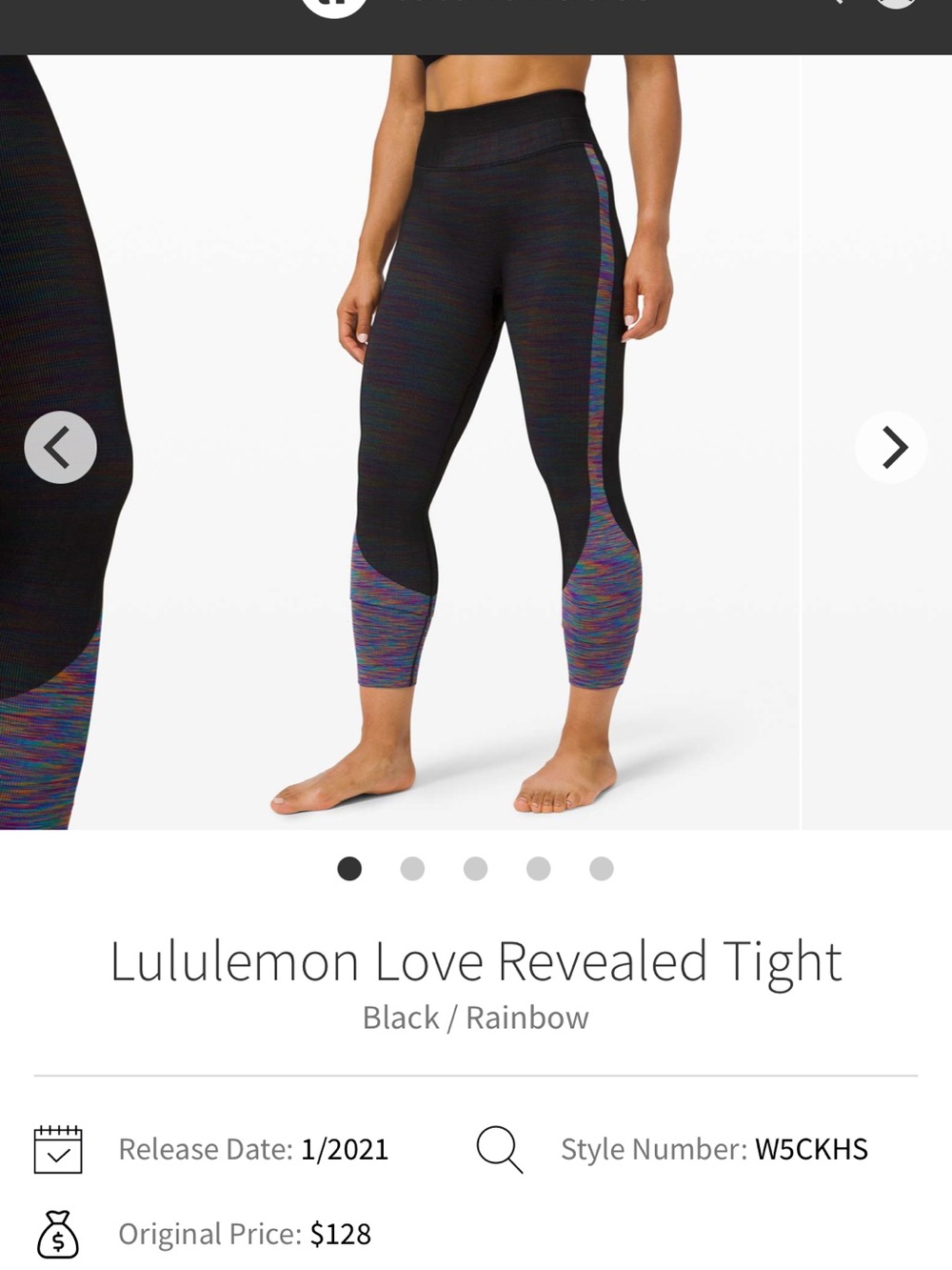 lululemon athletica Black with Rainbow Panel Love Revealed Tight Leggings